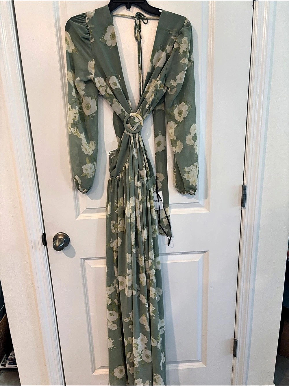 Forever 21 Floral Maxi Dress in Green & White